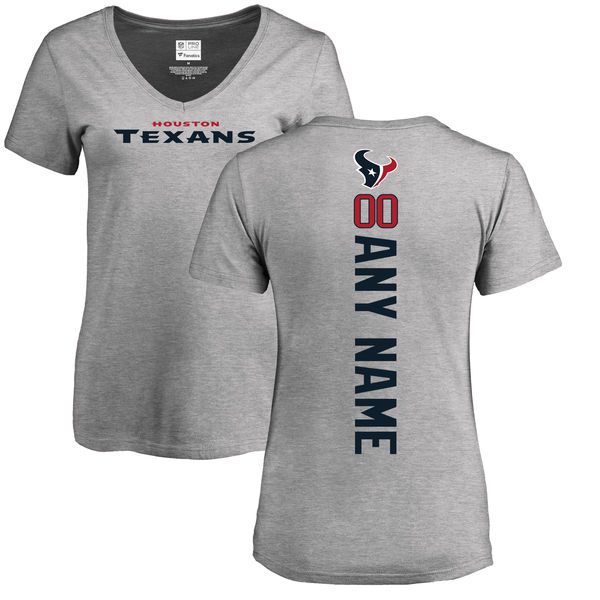 WoMen Houston Texans NFL Pro Line Ash Personalized Backer V-Neck T-Shirt